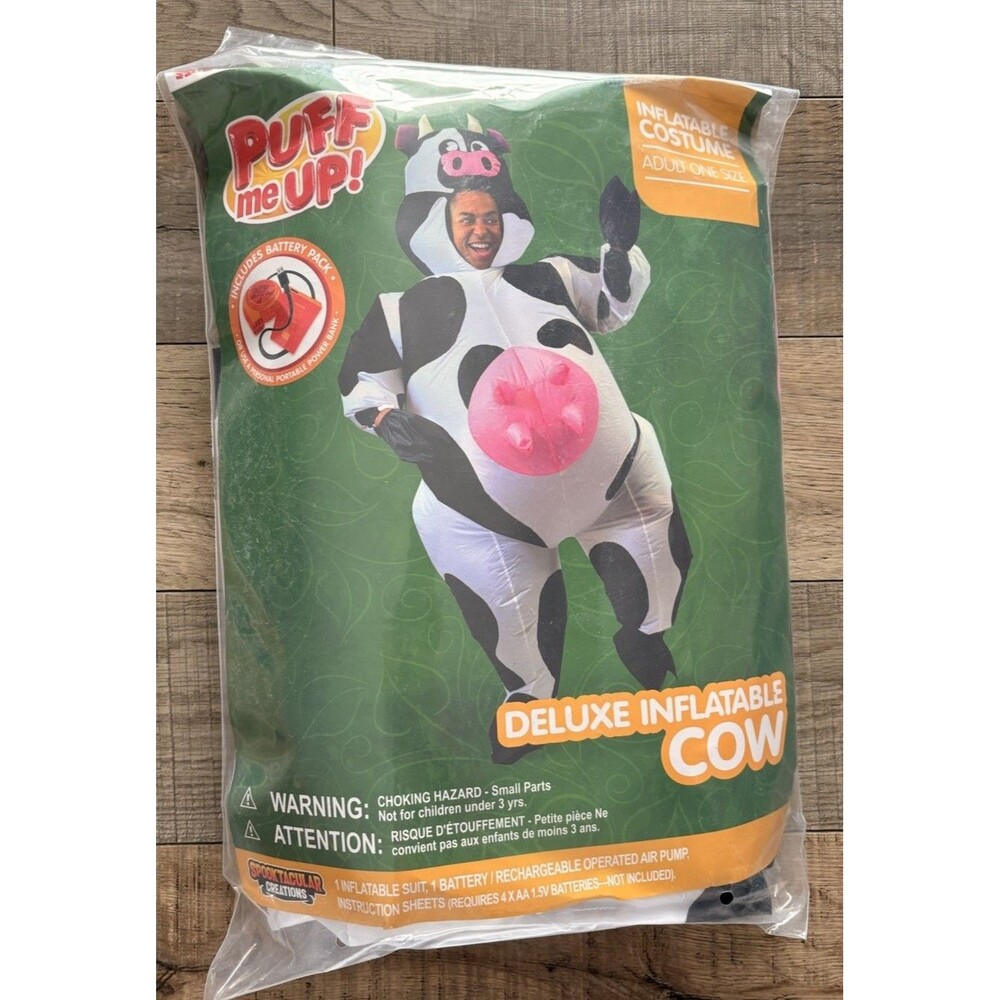 Adult Inflatable Cow Costume Funny Giant Farm Animal Blow Up Suit One Size